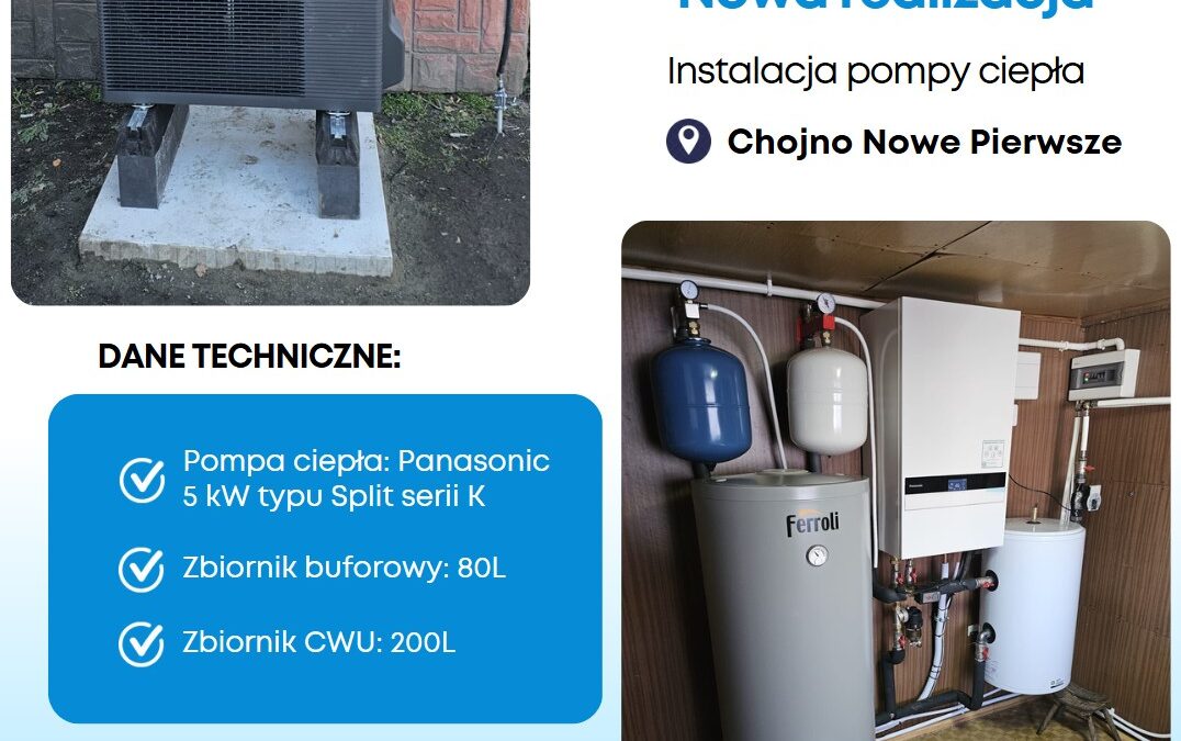 Montaż pompy ciepła w miejscowości Chojno Nowe Pierwsze